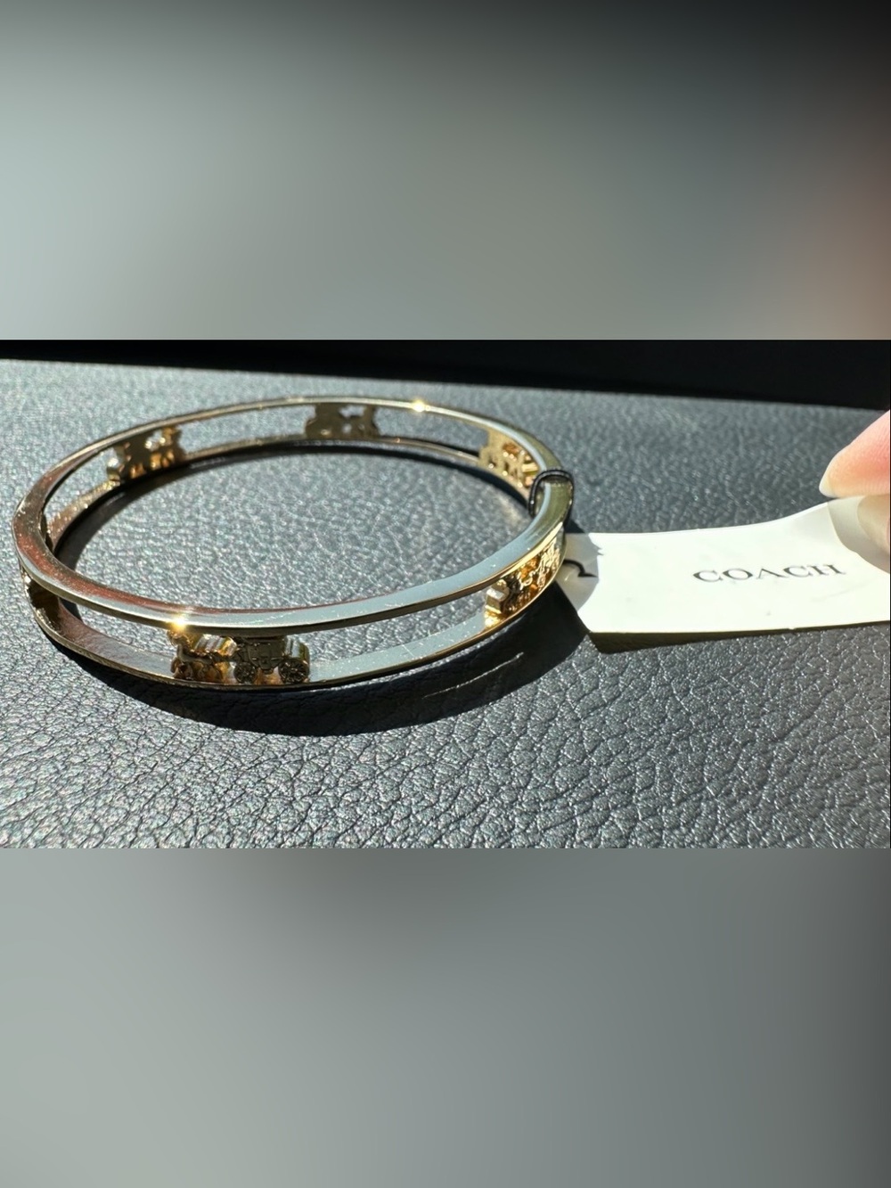 Coach Gold Tone Horse & Carriage Bangle Bracelet NWT